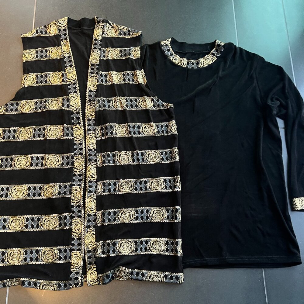 Black and Gold Thin Sweater Set